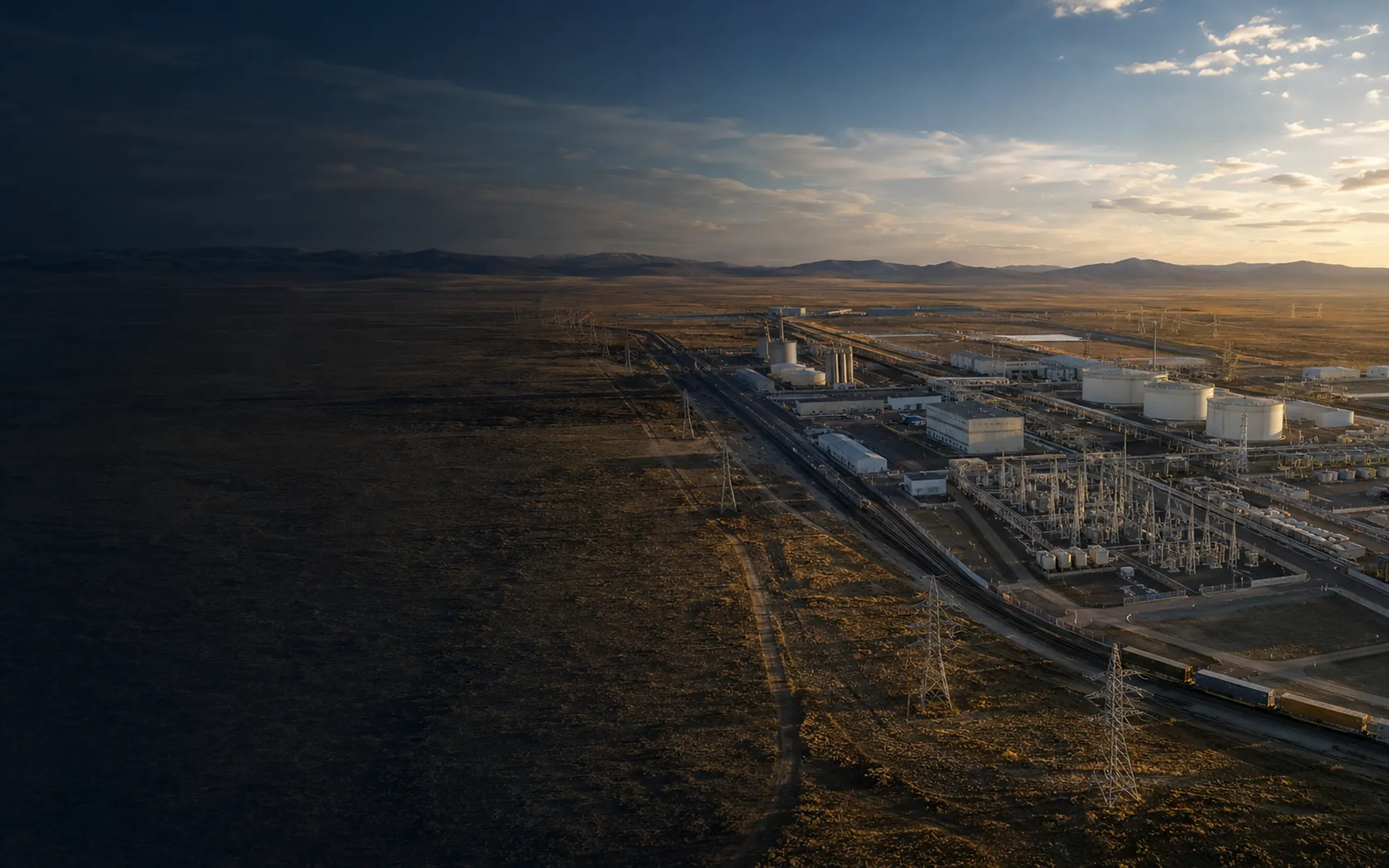 Industrial and energy infrastructure across the Central Asian steppe